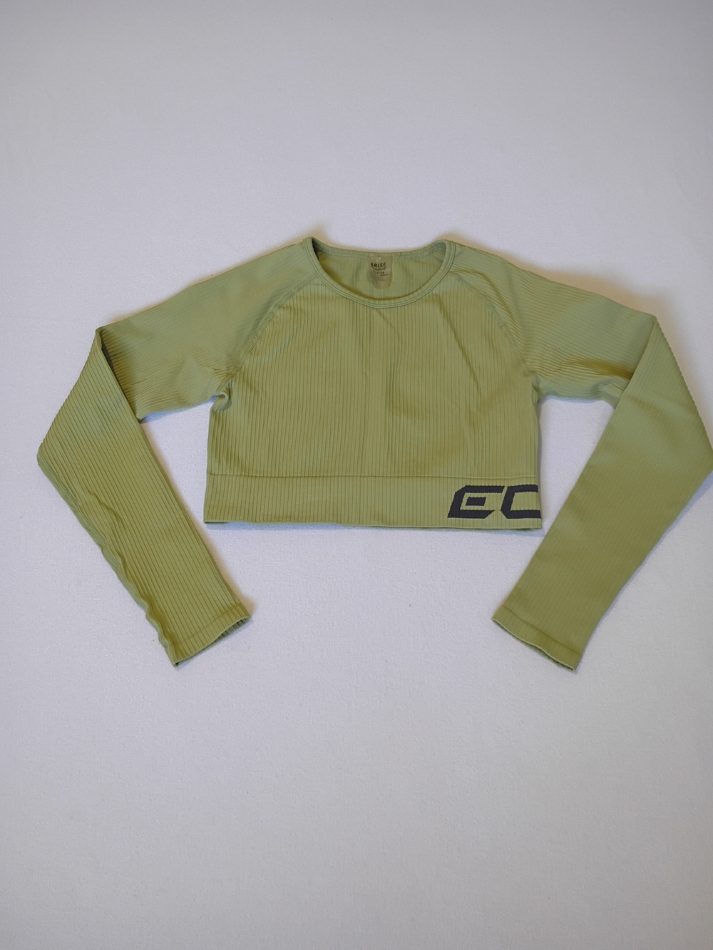 ECHT Arise Comfort Cropped Long Sleeve V2 Size Medium Light Olive Green Bodycon
